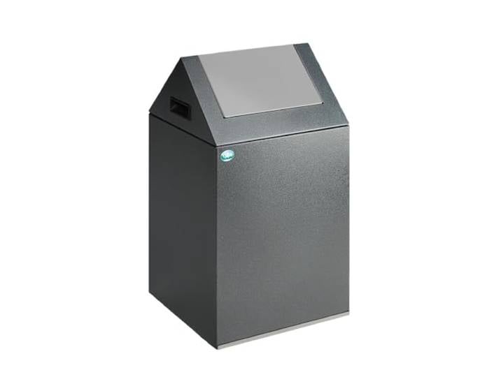 PROREGAL Selbstlöschender Wertstoffsammler spitz 43 Liter, HxBxT 60x32x32cm Verzinkter Stahl Grau-Silber Mülleimer Abfalleimer Müllkorb