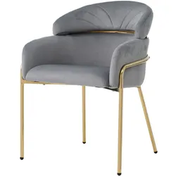 STILVORA Esszimmerstuhl Samt Grau 79x53x45 cm mit Metallbeinen, ergonomischer Sitzkomfort, moderner Lounge-Stuhl für Essbereich und Wohnraum