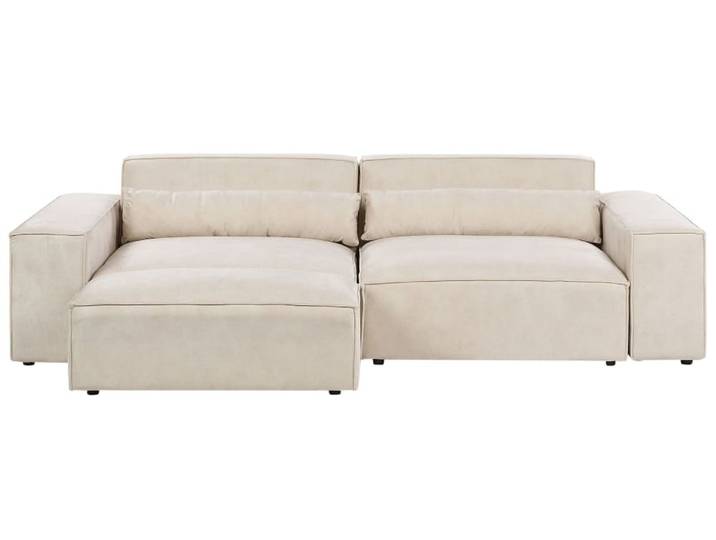 Canapé avec pouf 2 personnes en velours beige