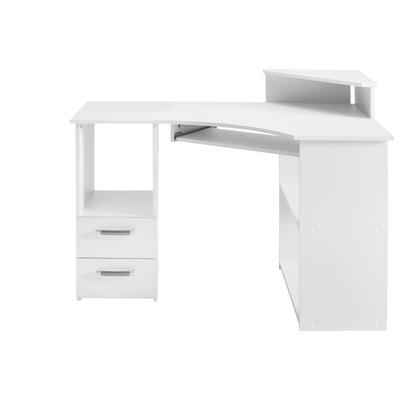 Schreibtisch VOGL MÖBELFABRIK "Sam", weiß, B:115cm H:87cm T:73cm, Tische, Schreibtisch, Eckschreibtisch, Tastaturauszug, Monitoraufsatz & opt. Towerfach