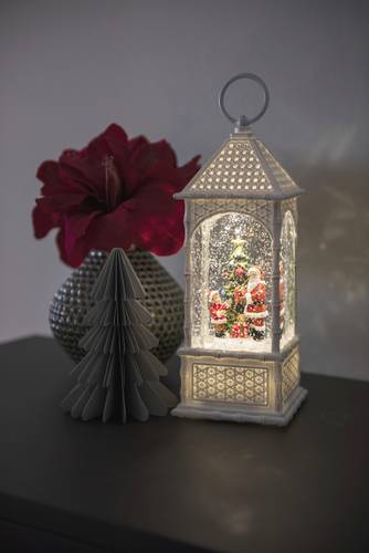 Konstsmide 4306-200 LED-Laterne Weihnachtsmann, Weihnachtsbaum Warmweiß LED Weiß mit Wasser gefüllt