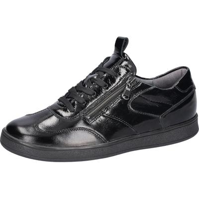 Schnürschuh WALDLÄUFER "H-Daisy", Damen, Gr. 7, Leder Textil, schwarz, Lackleder, Schuhe Schnürschuh, Lacksneaker, Halbschuh, Bequemschuh in Komfortweite H