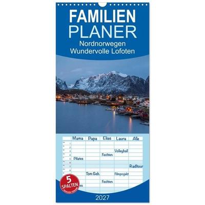 Familienplaner 2027 - Nordnorwegen - Wundervolle Lofoten mit 5 Spalten (Wandkalender, 21 x 45 cm) CALVENDO