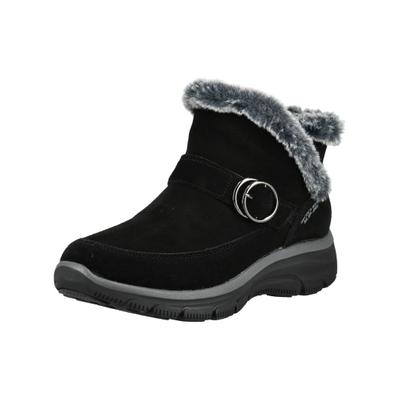 Stiefelette SKECHERS "Skechers Stiefelette Veloursleder", Damen, Gr. 41, Textil, schwarz, Veloursleder, Schuhe Stiefelette