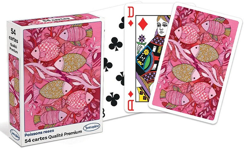 Jeu de 54 cartes classique "Poissons Roses" - Sentosphère