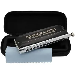 Cascha HH-2290 Chromatische Mundharmonika – Tonart C – 12 Löcher – 48 Töne (Mundharmonika, Chromatisch), Blasinstrumente, Silber