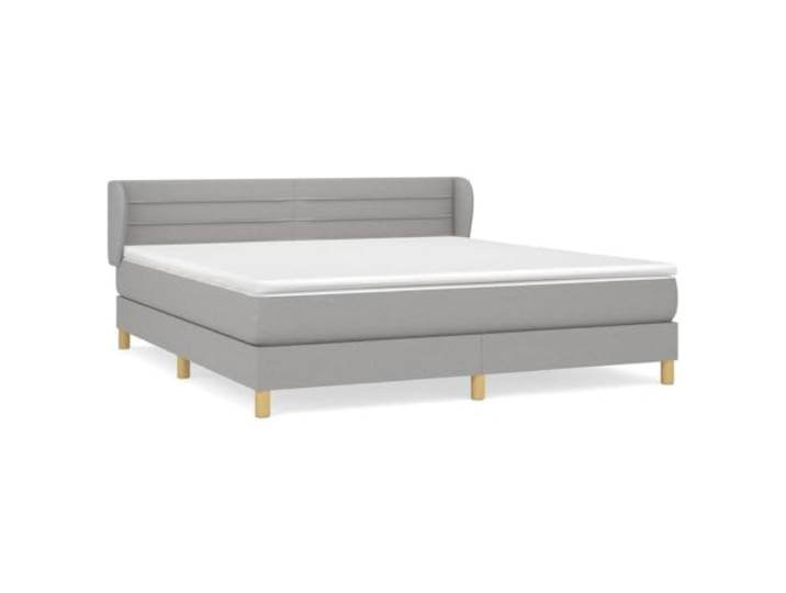 PUGYNBK Boxspringbett, 180 x 200 cm, mit grauer Stoffmatratze Verstellbares Kopfteil, Taschenfedern, mittlere Unterstützung, weicher Lederbezug, ideal zum Lesen oder Fernsehen
