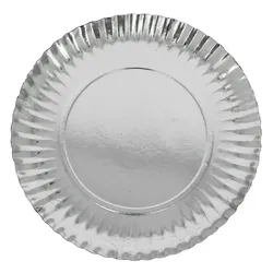 MONOUSO - Pappteller Rund Silber 38cm (1 Stück)