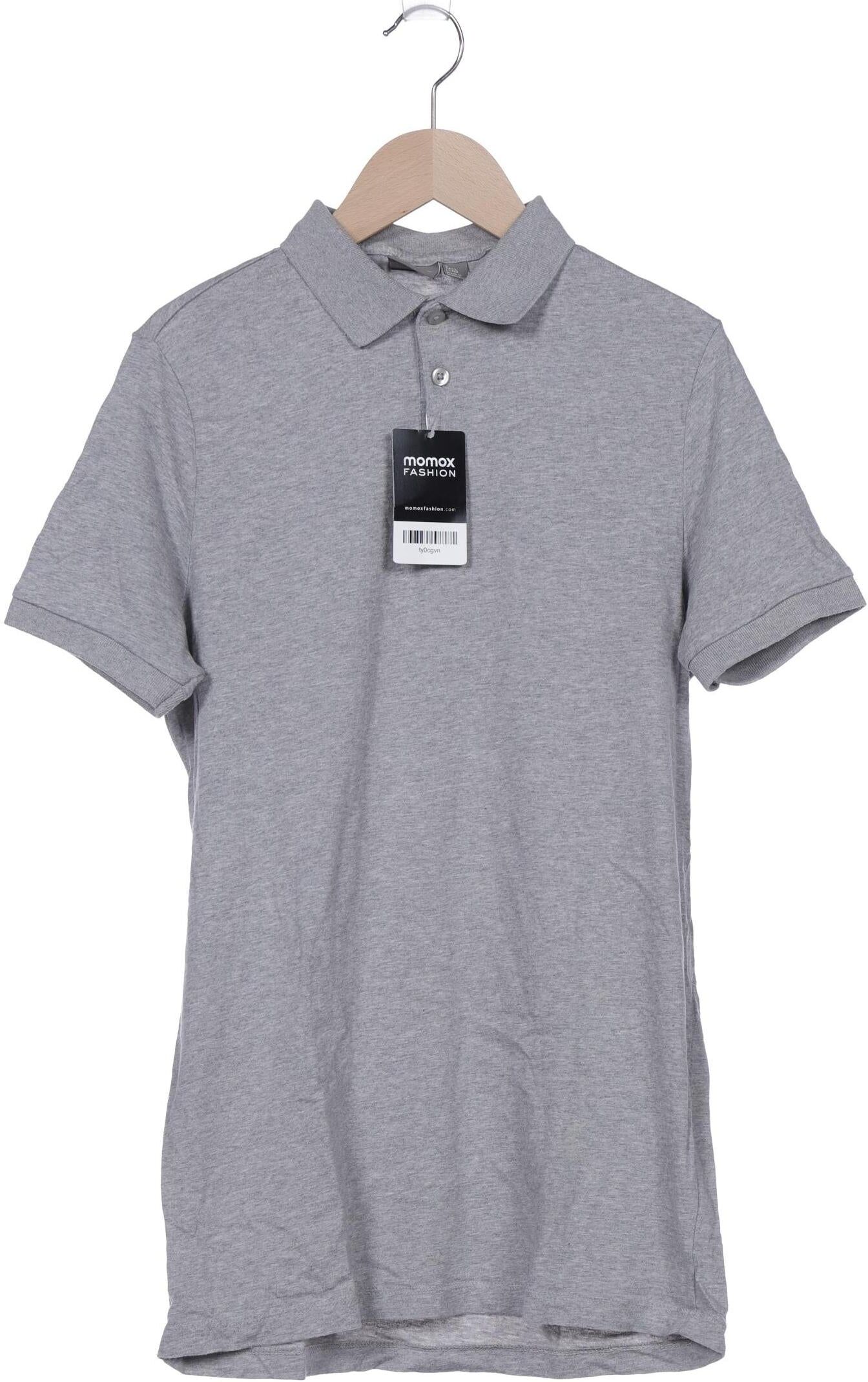 asos Herren Poloshirt, Grau, Gr. S, Elasthan / Baumwolle - Second Hand
