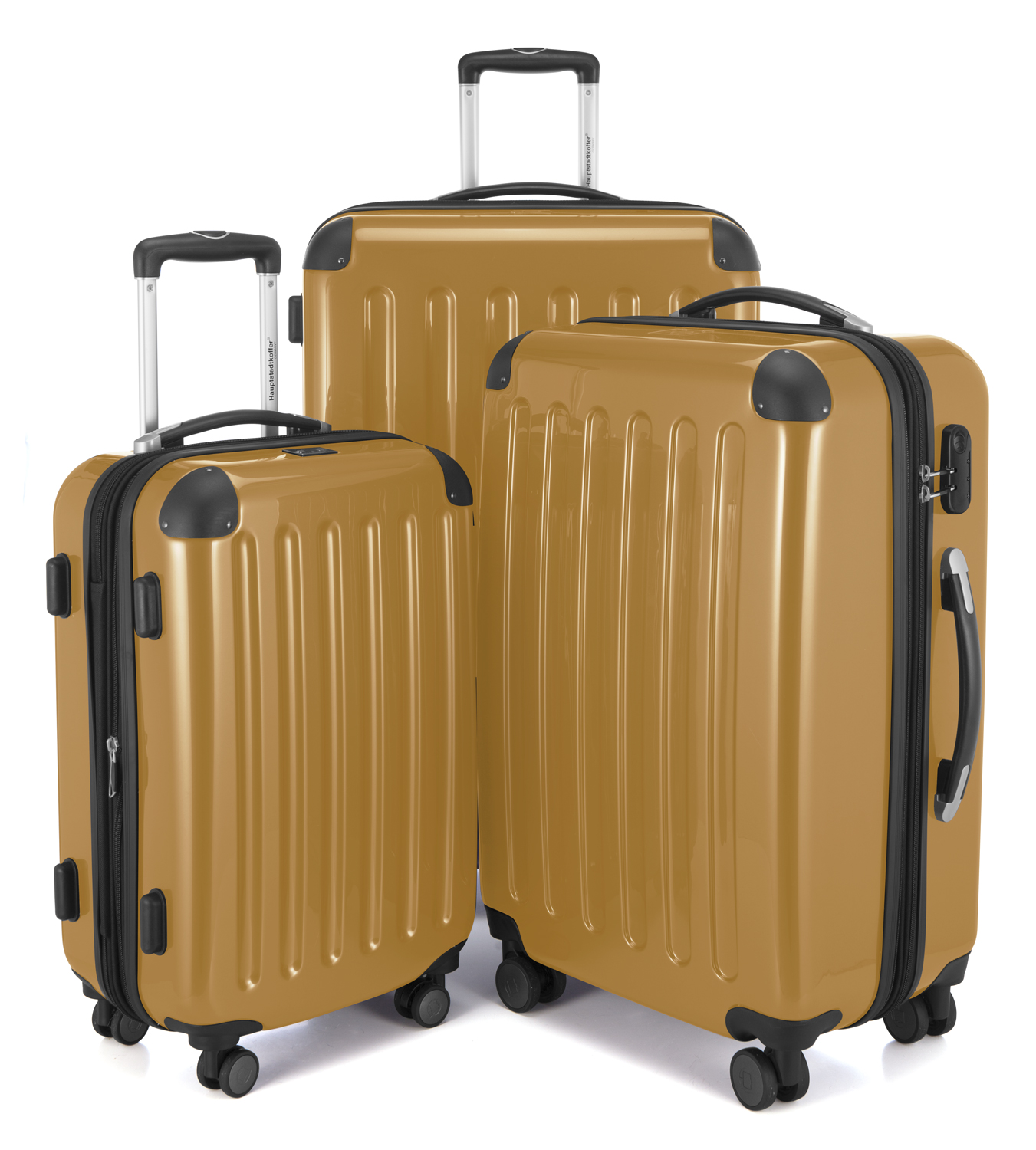 HAUPTSTADTKOFFER - Alex - Koffer-Set 3 Trolley Hartschale, 4 Rollen (S, M & L),Herbstgold