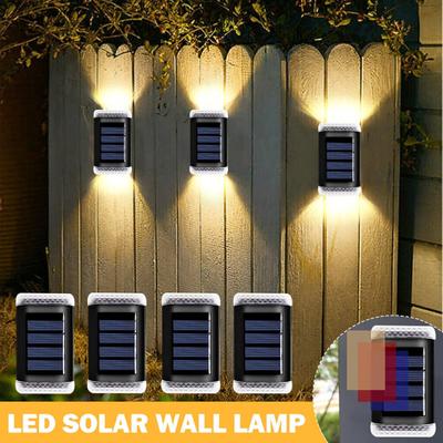 Combo Retail Shop Solar Wall Lamp Outdoor Waterproof LED, White Warm Light Up And Down Luminous Lighting For Yard, Garden, And Decoration warm Light