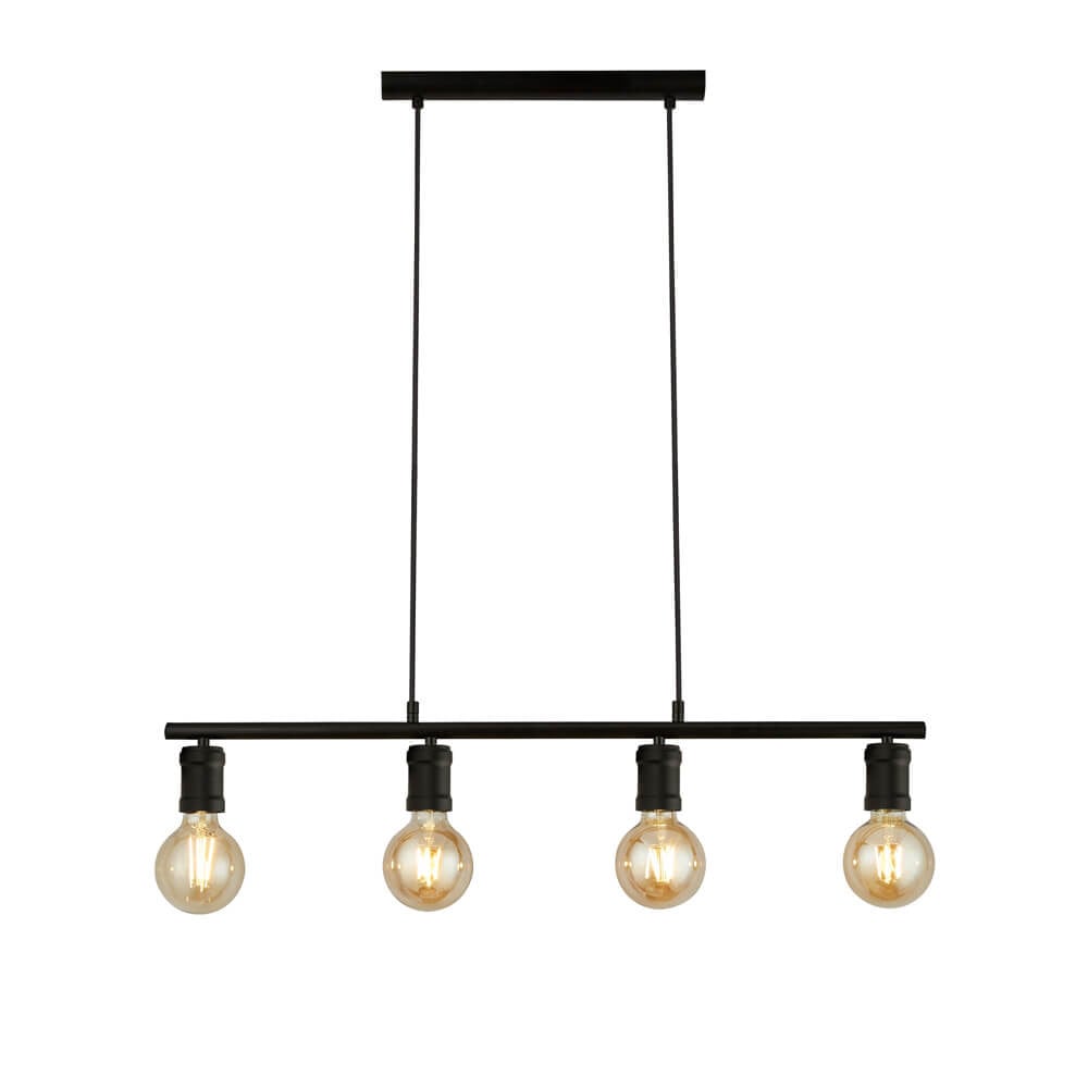 Searchlight Hanglamp Dance zwart met transparant glas