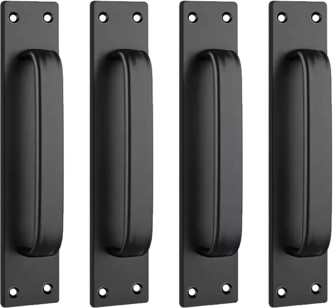 INF 4er-Set Griffe aus Aluminiumlegierung — selbstklebend oder verschraubbar, bohrfreie Schubladengriffe, geschliffene Schwarz