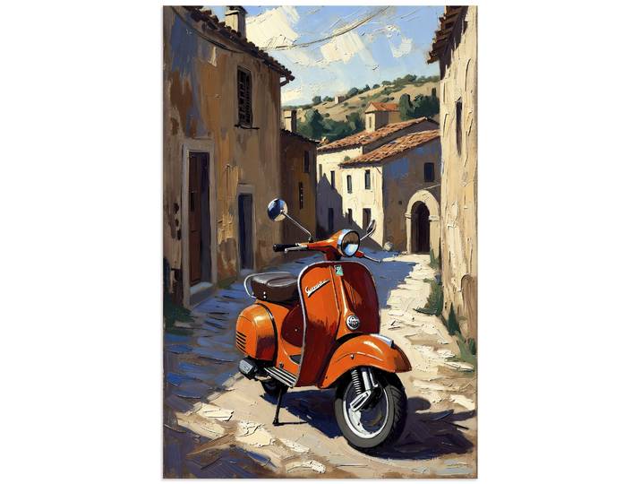 Wandbild ARTLAND Roter Motorroller im Süden von Italien , orange (farbe bild(er): rot), B:20cm H:30cm, Bilder, Wandbild, als Alubild, Leinwandbild, Poster, Wandaufkleber in verschied. Grössen