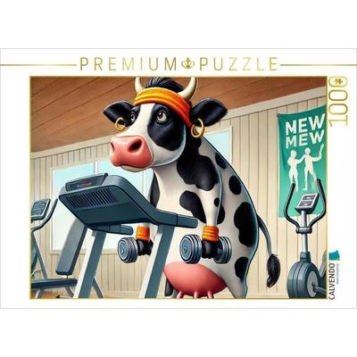 CALVENDO Puzzle Kuh im Fitnessstudio | 1000 Teile Lege-Größe 64x48cm Foto-Puzzle für glückliche Stunden