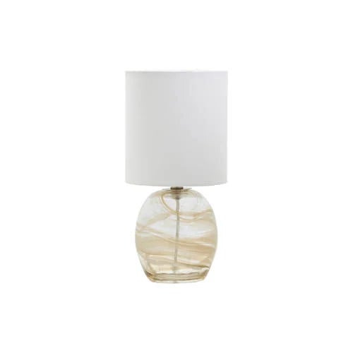 House Doctor Hite tafellamp van glas en textiel in beige/wit, Hoogte: 44 cm