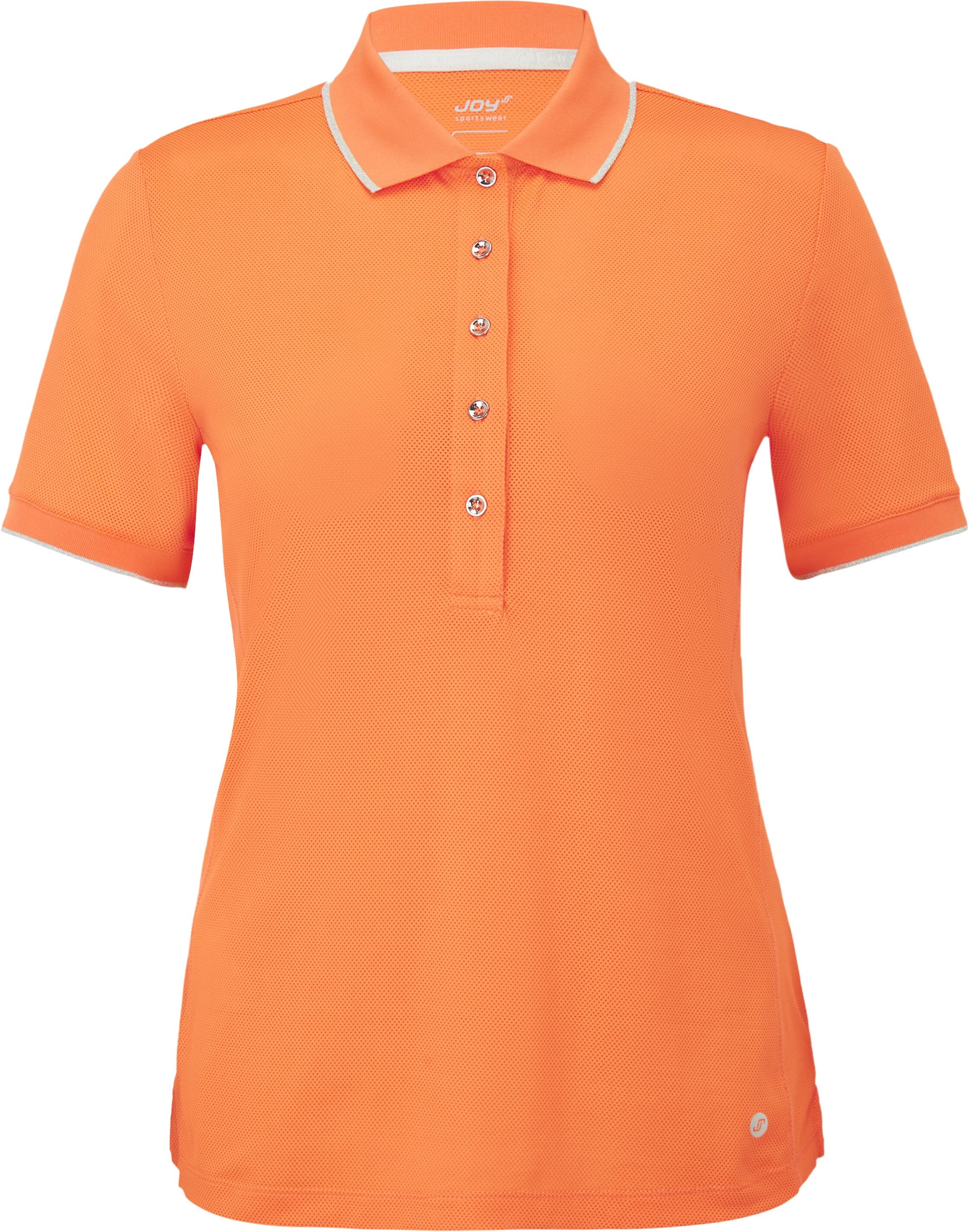 Poloshirt JOY SPORTSWEAR "MARIA", Damen, Gr. 48, orange (orange glow), Obermaterial: 88% Polyamid, 6% Elasthan, 6% Polyester, Shirts Poloshirt, mit Polokragen, in Piqué-Qualität, figurbetonte Passform orange glow 48