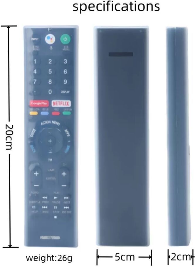 INF Étui de protection en silicone compatible avec la télécommande Sony ED050 TX100 TX200 TV Transparent