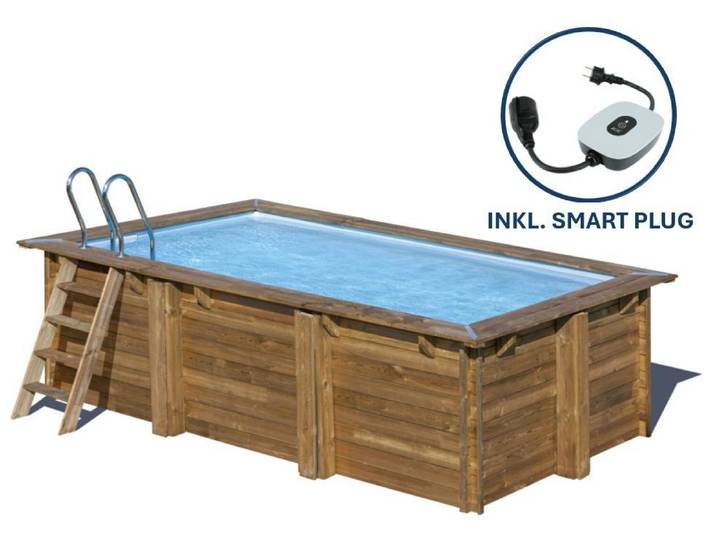 GRE Holzbecken rechteckig Modell Marbella 2 420 x 270 x 117 cm, Komplettset