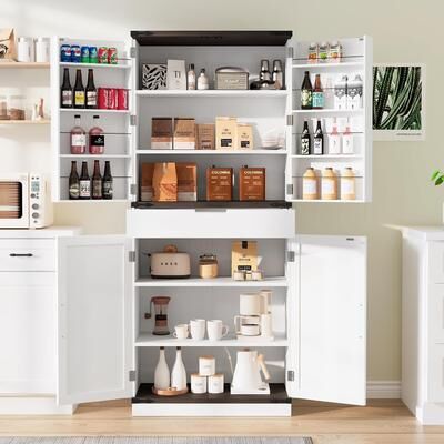 CLICKBIN 30inch Kitchen Pantry Storage Cabinet with Doors and Shelves Wood Farmhouse Pantry Storage with Barn Doors for Kitchen - N/A