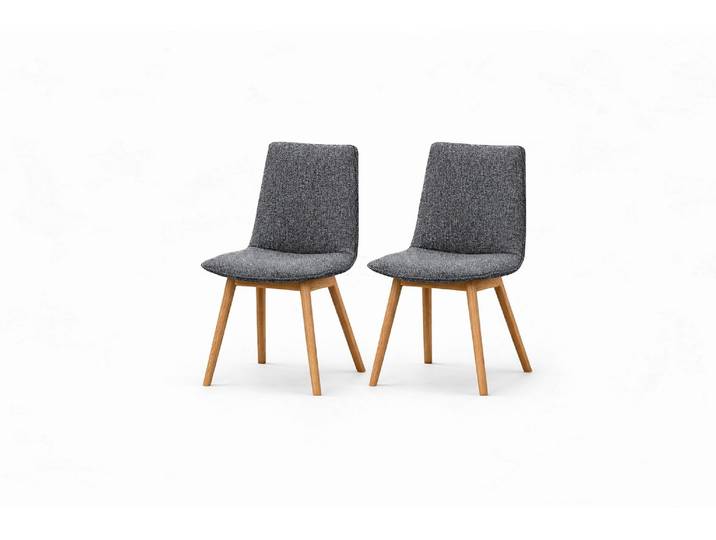 4-Fussstuhl GOODPRODUCT Ramon , grau (dunkelgrau r, eiche natur), B:46cm H:89cm T:57cm, Holzwerkstoff, Massivholz, Polyester, Stühle, 4-Fussstuhl, mit Massivholzbeinen, verschiedenen Farben und Stoffe
