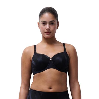 Bügel-BH CHANTELLE "GLAZE", Damen, Gr. 85, Cup C, schwarz, Obermaterial: 74% Polyamid, 26% Elasthan, BHs Bügel-BH, grafisches Gewebe mit matten und schimmernden Kontrasten