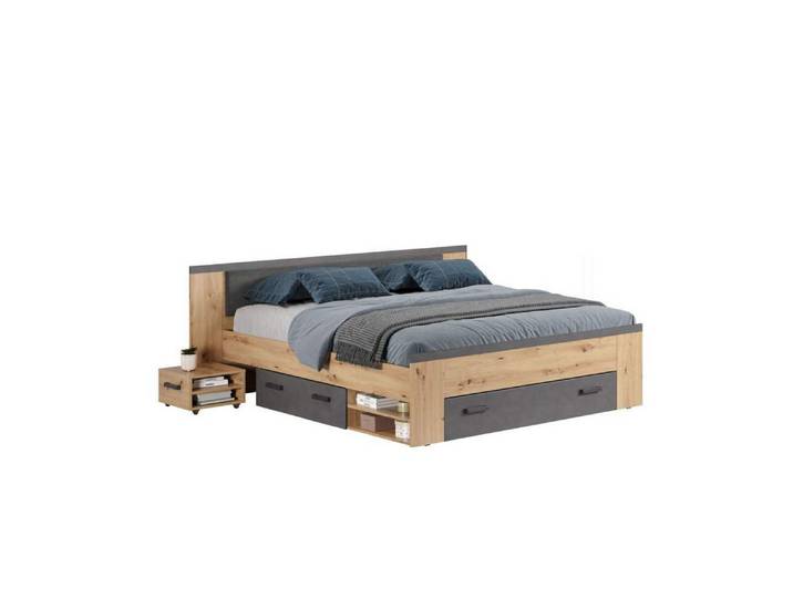 trendteam Bett Follow Bett 180x200cm mit Nachttisch, Schubladen