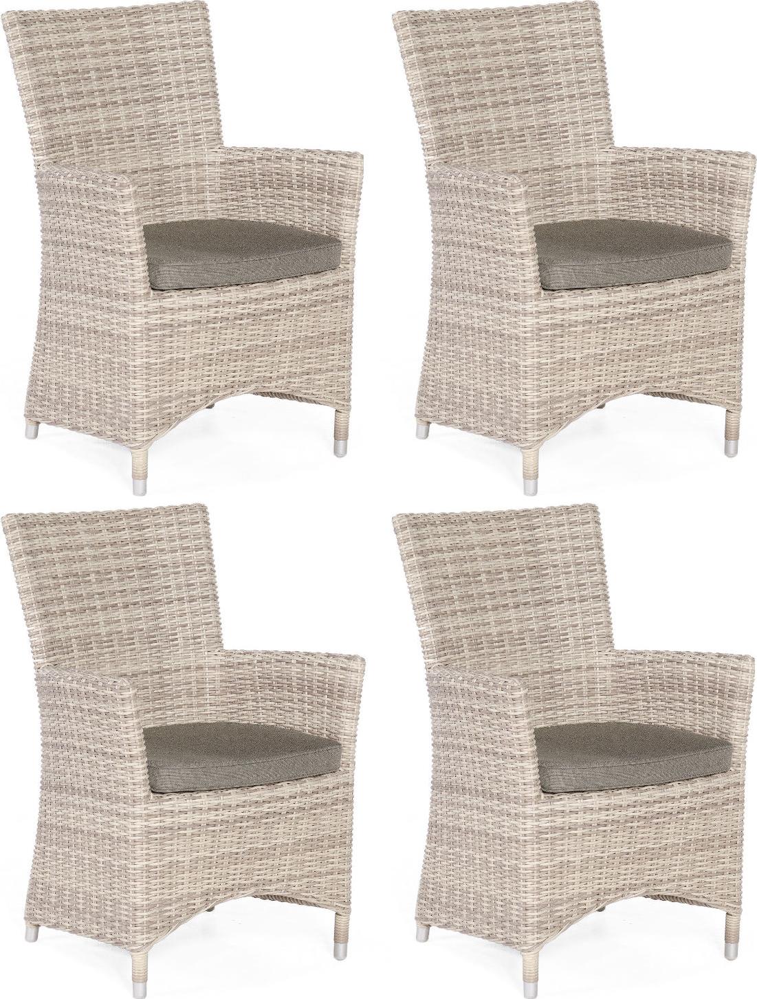 Sonnenpartner 4er-Set Garten-Sessel Ikarus Aluminium mit Polyrattan white-coral Gartenstuhl
