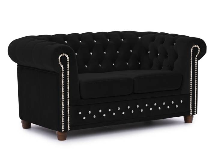 Canapé 2 places Chesterfield en velours noir