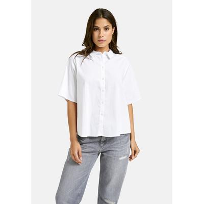 Hemdbluse SMITH & SOUL, Damen, Gr. XXL, weiß, Web, Obermaterial: 70% Baumwolle, 27% Polyester, 3% Elasthan, unifarben, oversize hüftlang, weit, Blusen Hemdbluse, locker geschnitten, unifarben