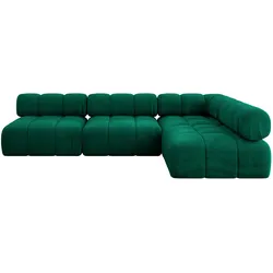 ECKSOFA modulares Sofa Samaro-L2 - 285x190x70 cm Dunkelgrün Velours
