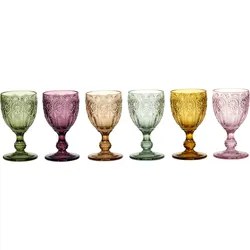 Chic Antique Saint-Émilion Weingläser mit Muster 6er, H15/Ø 8 cm verschiedene Farben