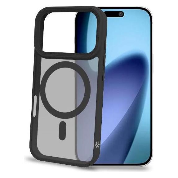 Celly Cover Magmatt, Transparent Schwarz, Kompatibel mit (Apple iPhone 17 Pro) (MAGMATT1151BK)