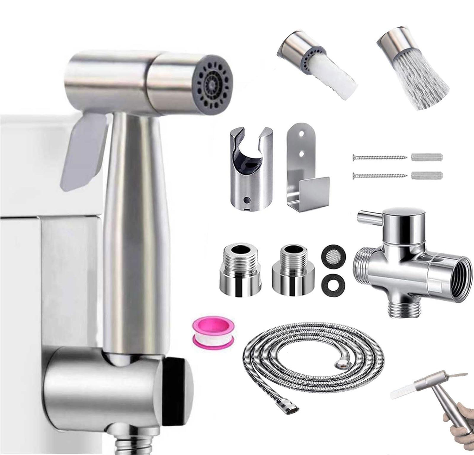 Selius Bidet-handdouche met dubbele schakelaar, handbediende sproeier, slang en T-adapter