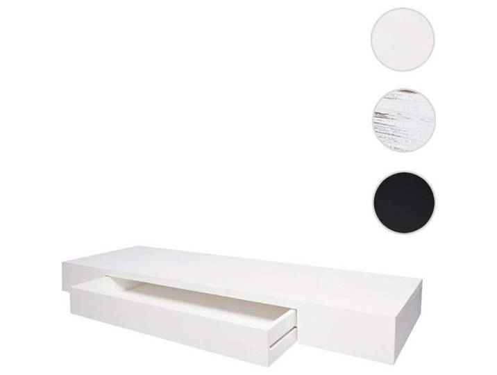 Étagère murale HWC-H37 - HWC - Étagère suspendue - Tiroir - Bois massif - Blanc