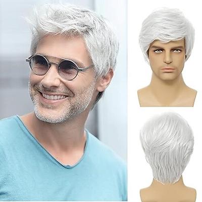Herrenperücke, kurze Perücke für Männer, natürlich geschichtet, flauschig, synthetisch, hitzebeständig, Halloween-Cosplay-Perücke