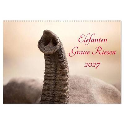 Elefanten - Graue Riesen (Wandkalender 2027 DIN A2 quer), CALVENDO Monatskalender