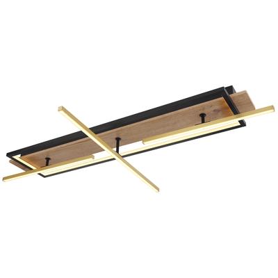 GLOBO LIGHTING LED Deckenleuchte "BEATRIX", schwarz, Leuchten, Deckenlampe/Wohnzimmer/Schlafzimmer/modern/Holz, LED Deckenleuchte