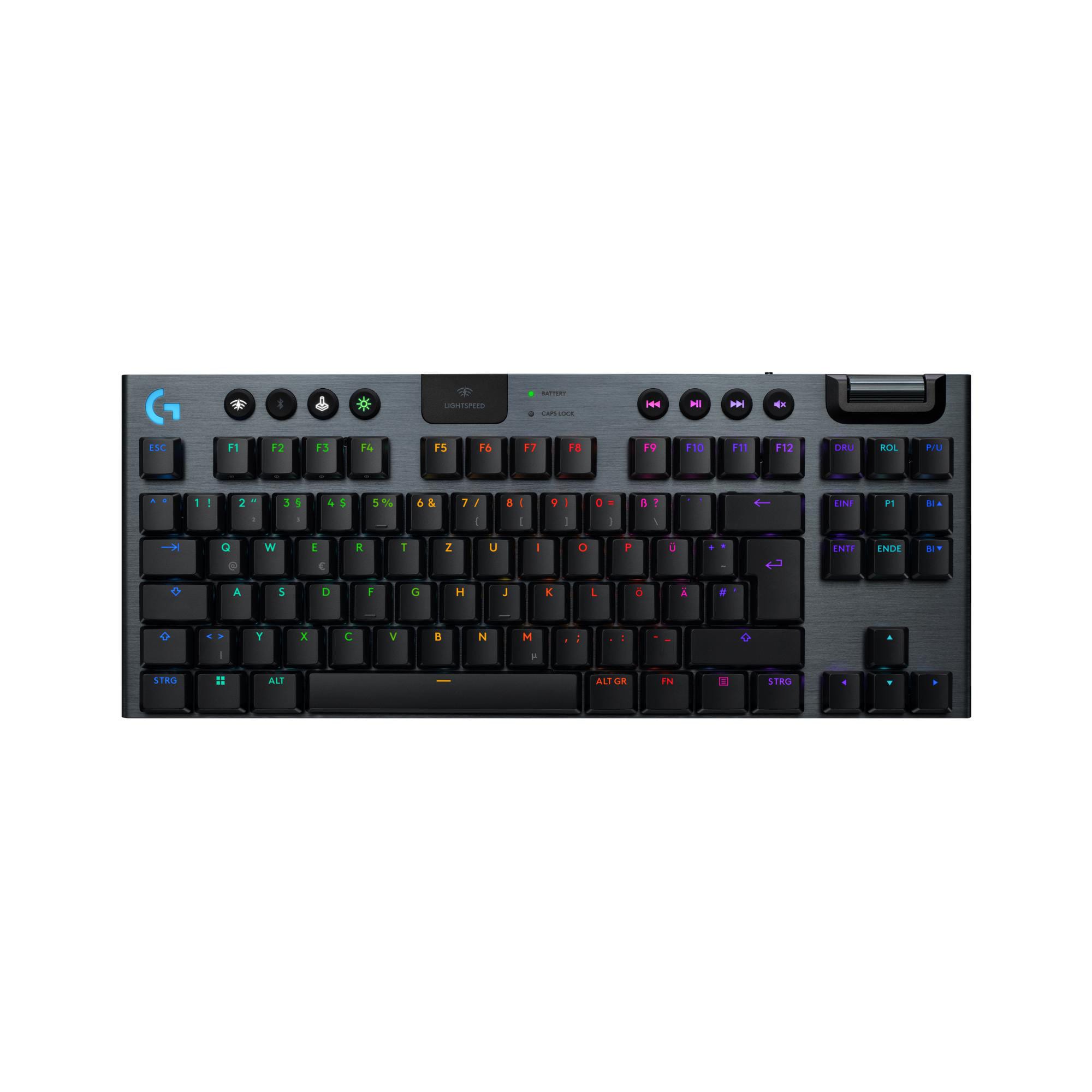 Logitech Gaming Logitech G915 X LIGHTSPEED TKL, Tactile-Switches, Schwarz, Tri-Mode-Konnektivität, KEYCONTROL, mechanische GL-Schalter und LIGHTSYNC RGB 920-012716