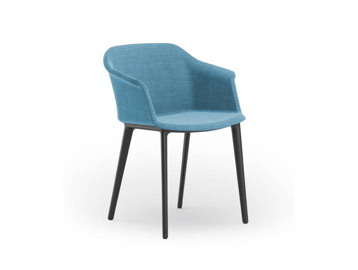 Fauteuil visiteur Ava - Tissu Bleu pieds PVC Noir