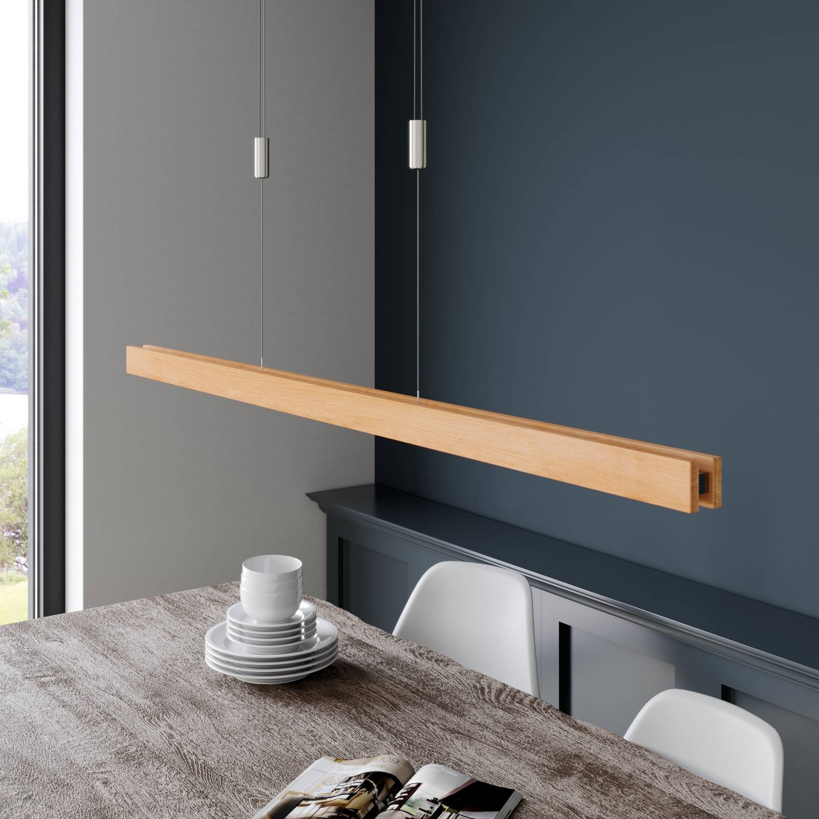 Wooden Pendant Light Alin Quitani, dimmable, Light wood, Living / Dining Room, Wood, Modern, Ceiling Light