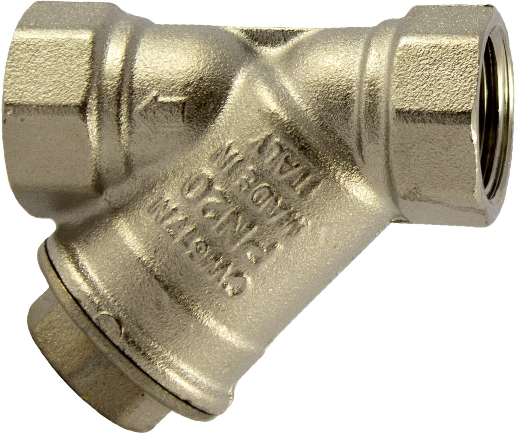 Riegler Schmutzfänger, Messing vernickelt, G 1 1/4, DN 32, MW 0,5 mm (60-6 N)