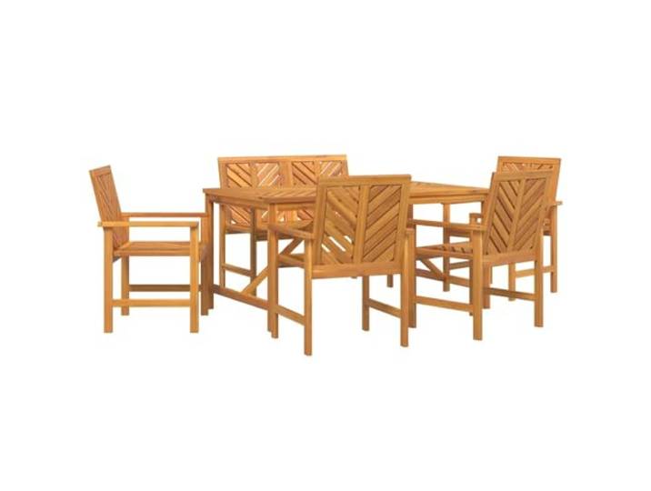 Tmriohed Garten Essgruppe 5-teilig Massivholz Akazie braun Tisch Set Stilvolles Möbelset aus geöltem Akazienholz mit Tisch und Bänken für entspannte Stunden im Garten oder auf der Terrasse.