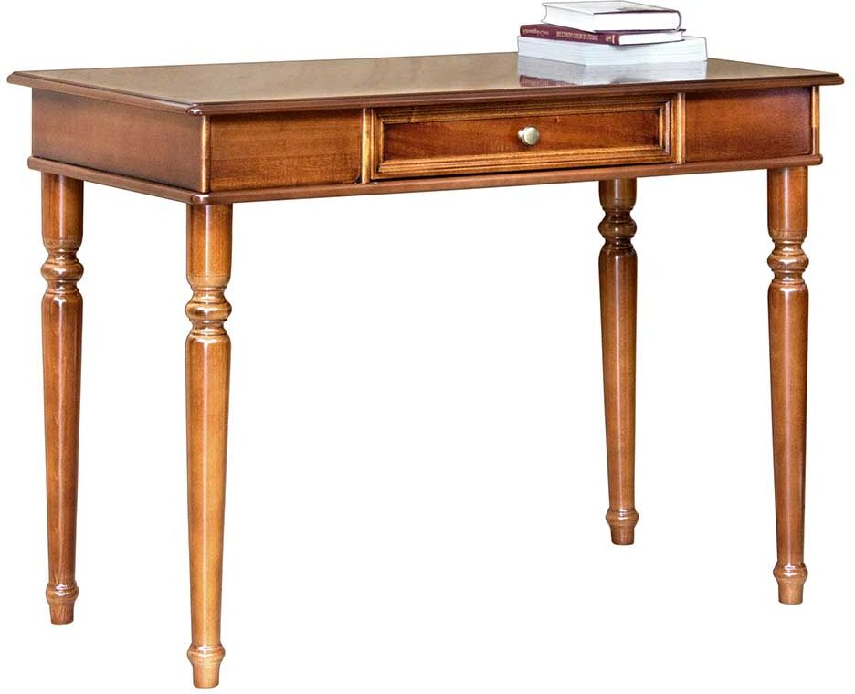 Pharao24.de Schreibtisch mit Schublade in Nussbaumfarben klassischen Stil