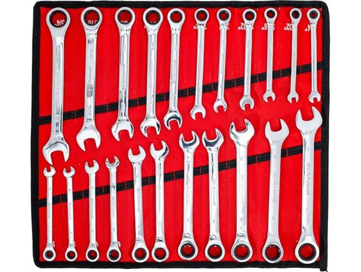 BGS Diy 30010 Ratelring-steeksleutelset metrische en inchmaten 22-dlg