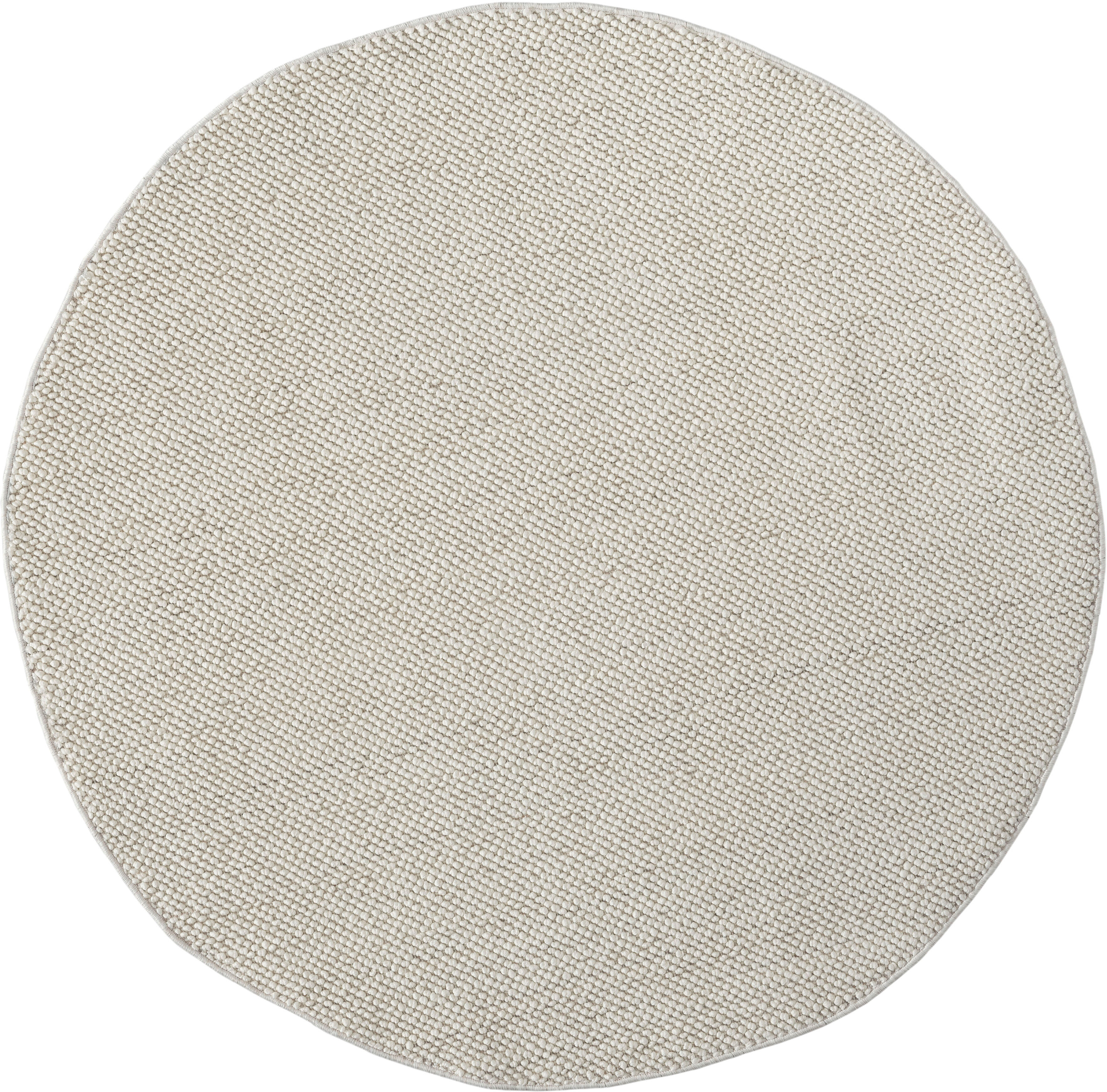 Teppich "Ava", weiss (weiß, creme), H:7mm Ø:120cm, Polyester, MYFLAIR MÖBEL & ACCESSOIRES, Teppiche, Teppich, Uni Farben, meliert, Sisal-Optik, auch in rund erhältlich weiß, creme Ø 120cm 1 Stk., 7mm, Ø 120cm