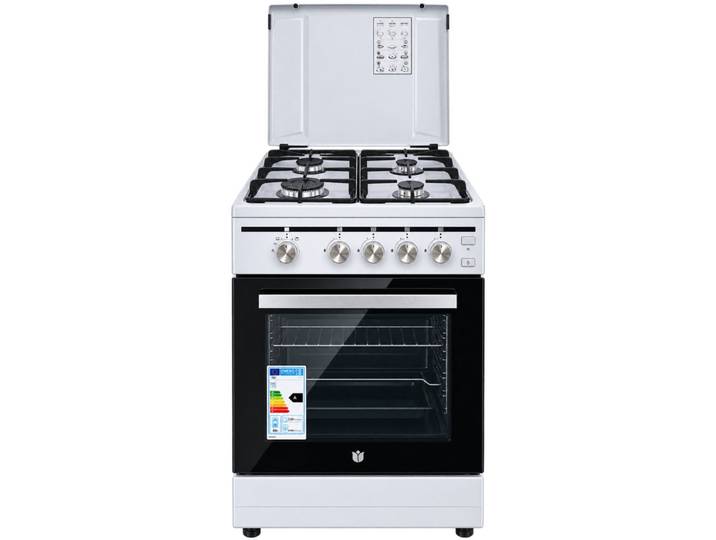 Gasmann Gas-Standherd Gasmann Gas-Standherd,50x60cm,4 Flammen,Gasbackofen,Gasgrill,Drehspieß, mit 1-fach-Teleskopauszug
