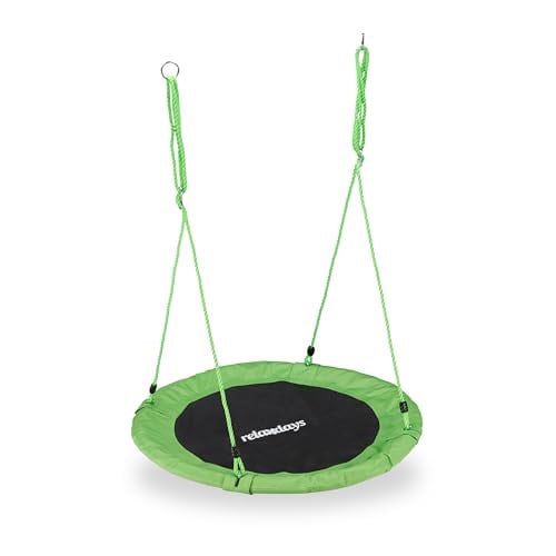 Relaxdays nestschommel voor kinderen en volwassenen, groen, Ø 110 cm