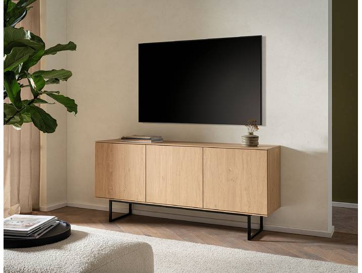 TV-Lowboard Spanplatte, beschichtet Holz/Braun/Eiche Dekor 150cm