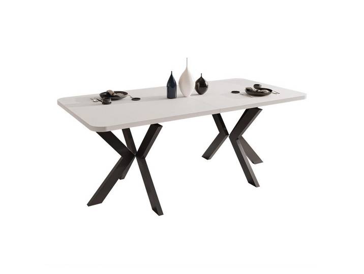 Idohome Ausziehtisch Danton 200/100/76 cm, Schwarz / Weiß, Metall, Rechteckig,Rechteckig, 200x76x100 cm, Esszimmer, Esstische